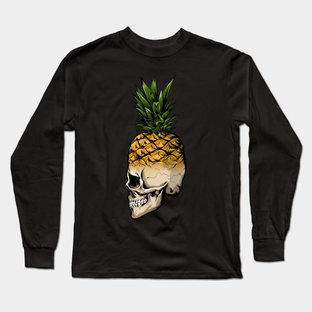 Pineapple Skull Long Sleeve T-Shirt by Black Tee Inc